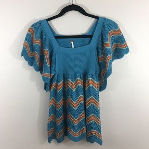 Free people Chevron Bell Sleeve top XS